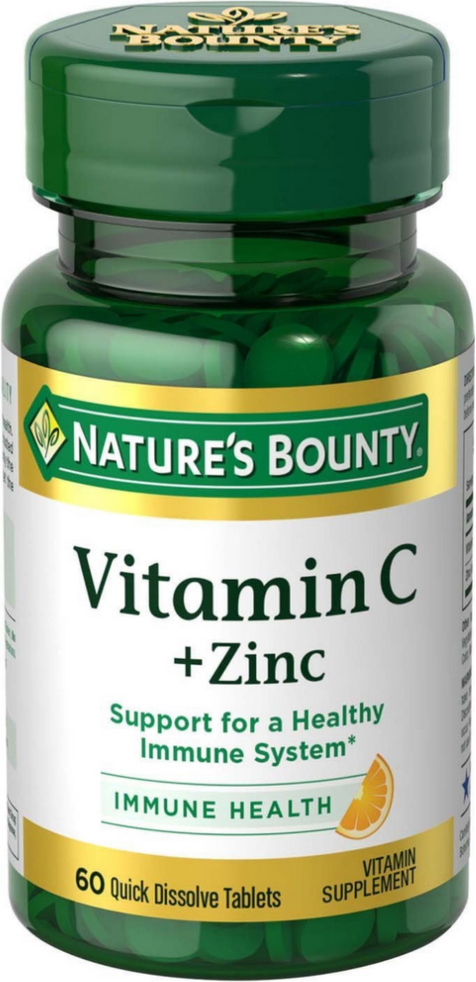 Nature's Bounty Vitamin C + Zinc Quick Dissolve Tablets 60 ea (Pack of 2)