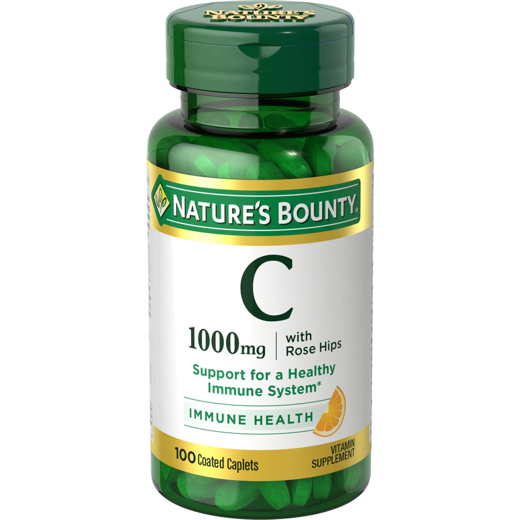 Natures Bounty Vitamin C with Rose Hips, Antioxidant & Immune Support, 1000mg, 100 Coated Caplets