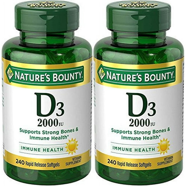 Nature's Bounty Vitamin D-3, 2000 Iu, 480 Softgels (2 X 240 Count ...