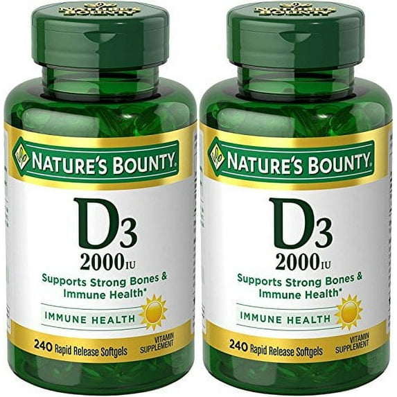 Nature's Bounty Vitamin D-3, 2000 Iu, 480 Softgels (2 X 240 Count Bottles)