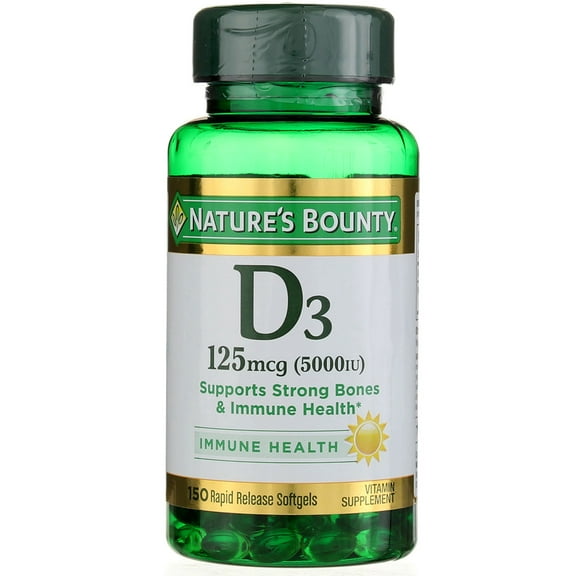 Nature's Bounty Vitamin D-5000 IU Softgels, Maximum Strength 150 ea