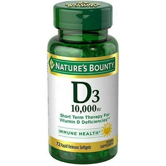 Nature's Bounty Vitamin D3-10,000 IU, 72 Rapid Release Softgels (Pack of 6)