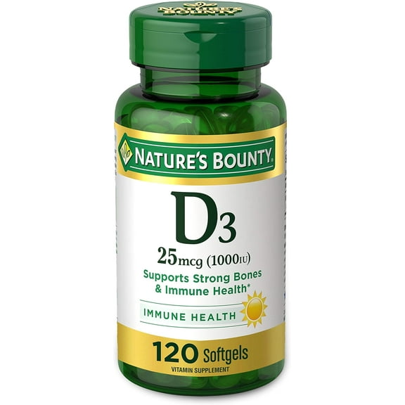 Nature's Bounty Vitamin D3 1000 100 mg Soft Gels, 120 Count