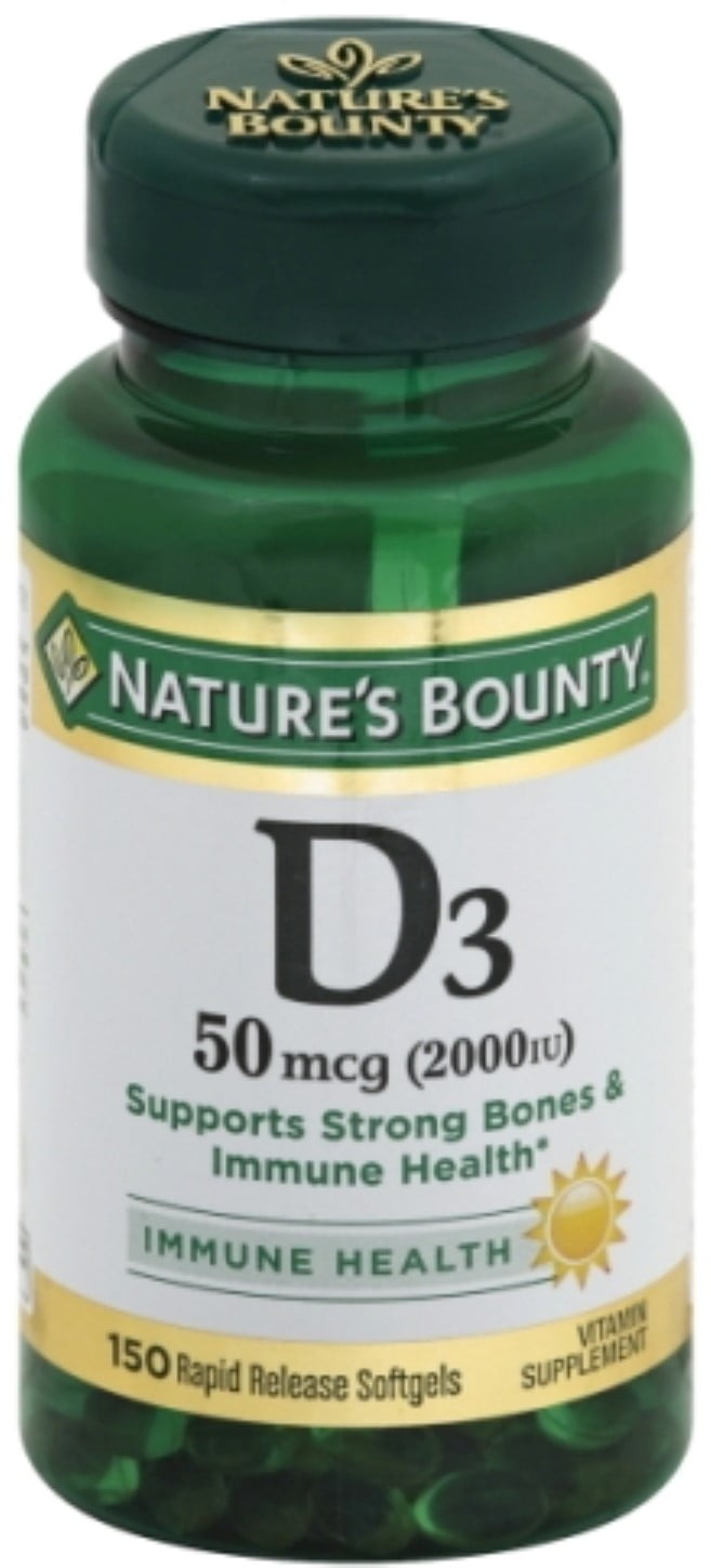 Nature's Bounty Vitamin D3 2000 IU Softgels 150 ea (Pack of 3