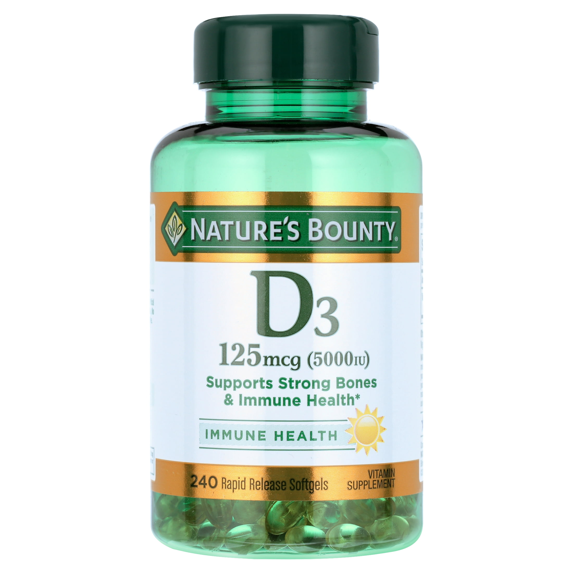Nature’s Bounty Vitamin D3 5000 IU Softgels for Bone & Immune Support, Vitamin Supplement, 240 Ct