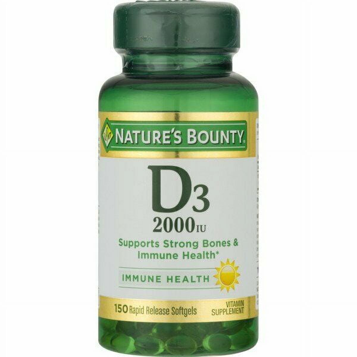 Nature's Bounty Vitamin D3 50Mcg Softgels 150Ct, 2-Pack