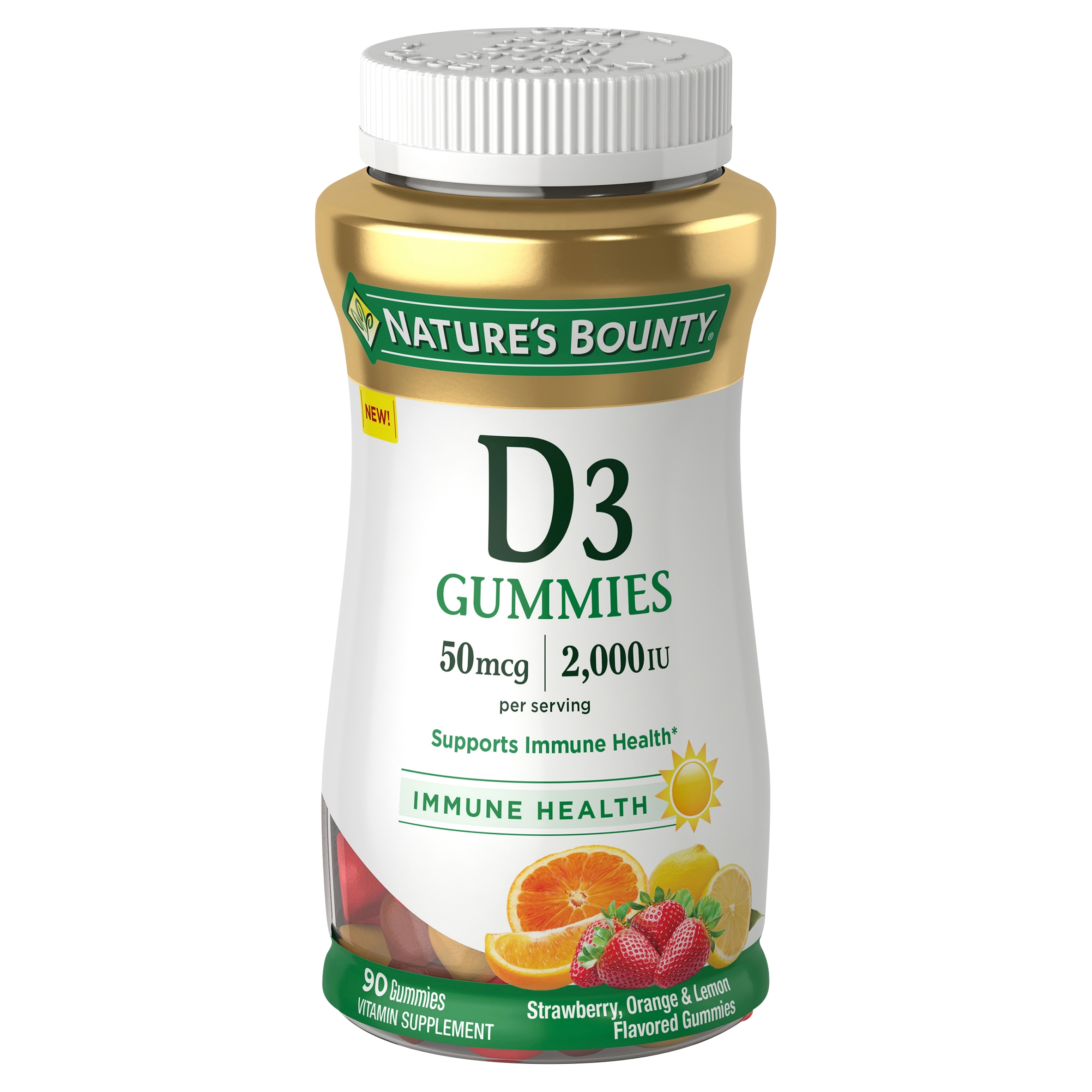 Nature's Bounty Vitamin D3 Gummies, 50 mcg, 2000 IU, 90 Ct - image 1 of 9