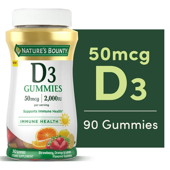 Nature's Bounty Vitamin D3 Gummies, 50 mcg, 2000 IU, 90 Ct