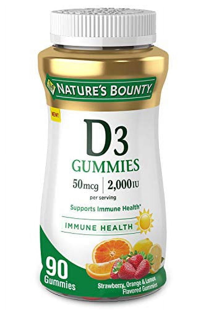 Nature's Bounty Vitamin D3 Gummies, Vitamin Supplement, Supports Immune Health, 50mcg, 2000IU