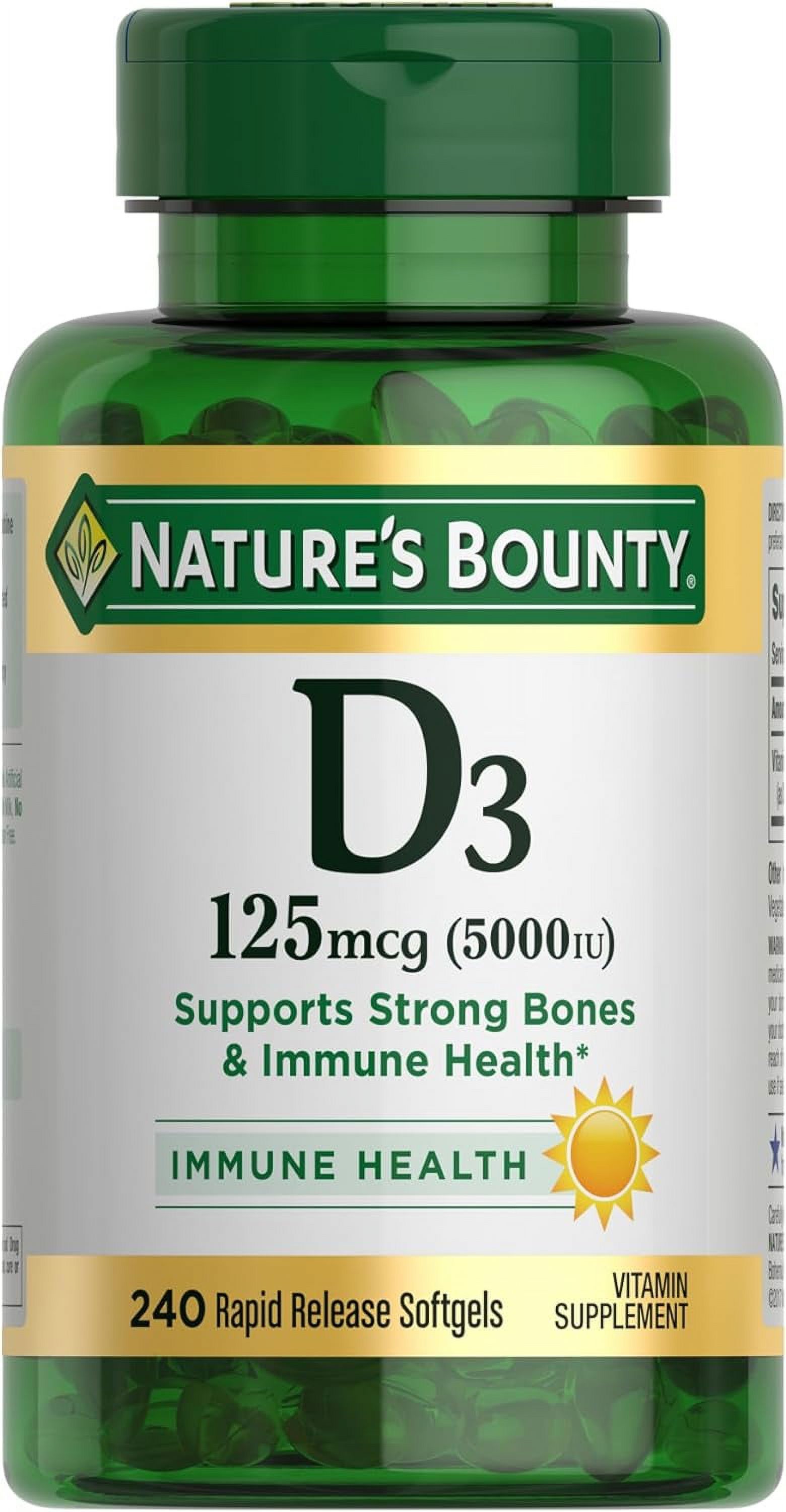 Nature's Bounty Vitamin D3, Immune Support, 125 mcg (5000iu), Rapid