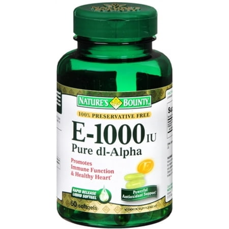 Nature's Bounty Vitamin E 1000 IU Softgels Pure DL-Alpha 60 Soft Gels (Pack of 3)