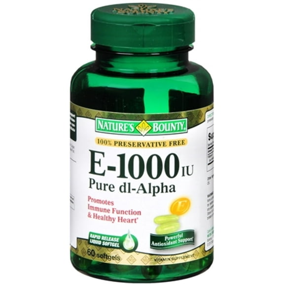 Nature's Bounty Vitamin E 1000 IU Softgels Pure DL-Alpha 60 Soft Gels (Pack of 3)