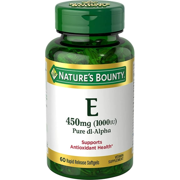 Nature's Bounty Vitamin E 1000 IU Softgels Pure DL-Alpha, 60 Soft Gels