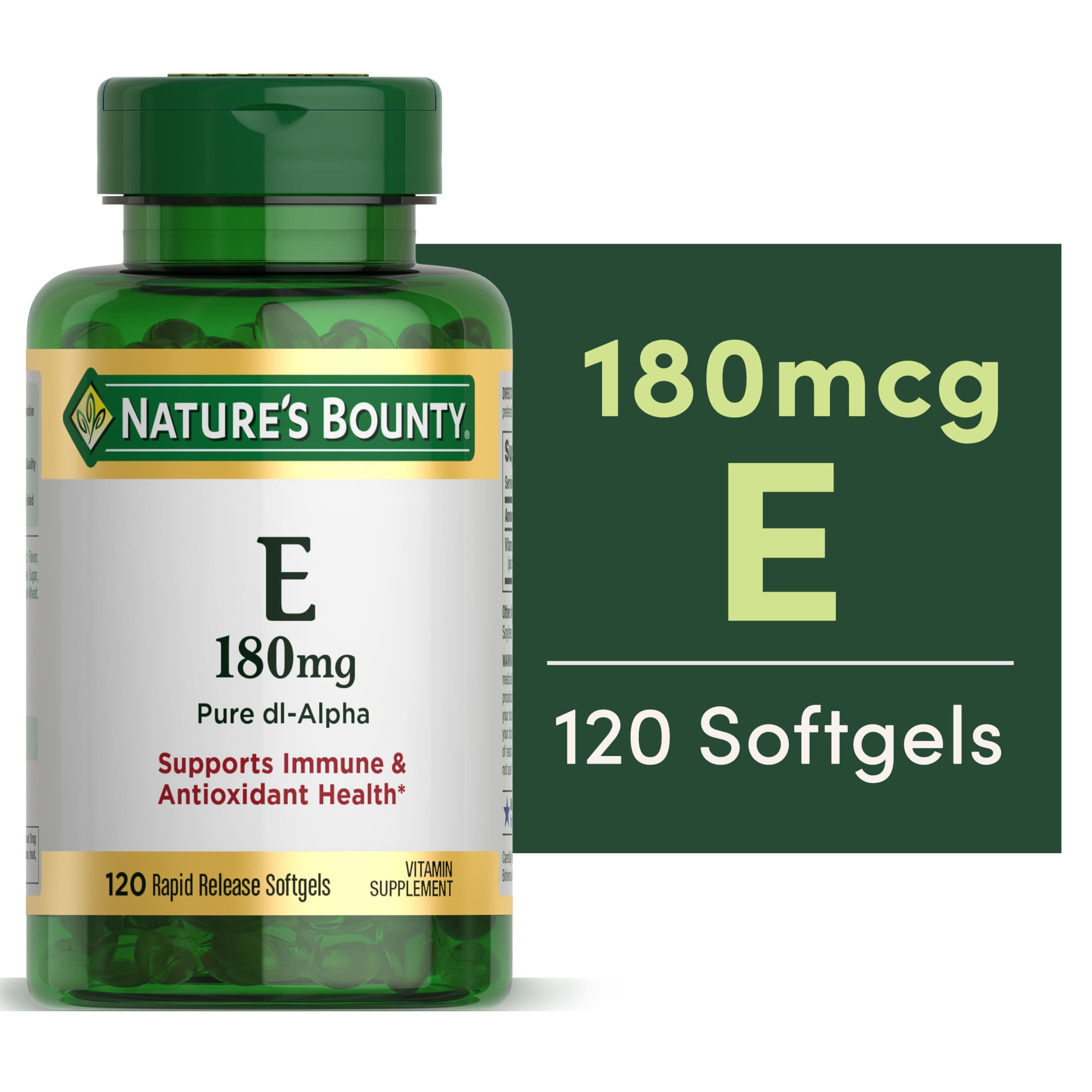 Nature's Bounty Vitamin E Pure dl-Alpha 180mg (400 IU), 120 Softgels
