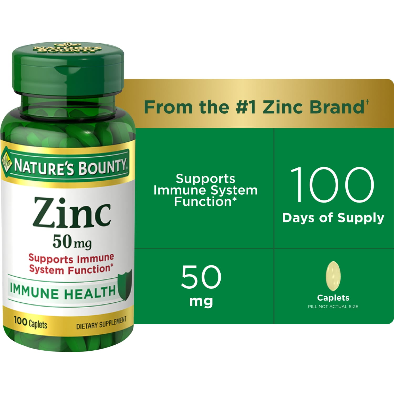 Nature's Bounty Nature’s Bounty Zinc, Immune Support Supplement, 50 mg, 100 Caplets