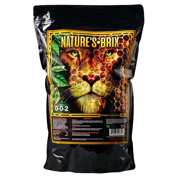 Nature's Brix Plant Food 0-0-2 - Premium Bloom Booster for Flowering Plants, Gardens & Compost Tea - Increases Brix, Resin & Yield (5 lb)