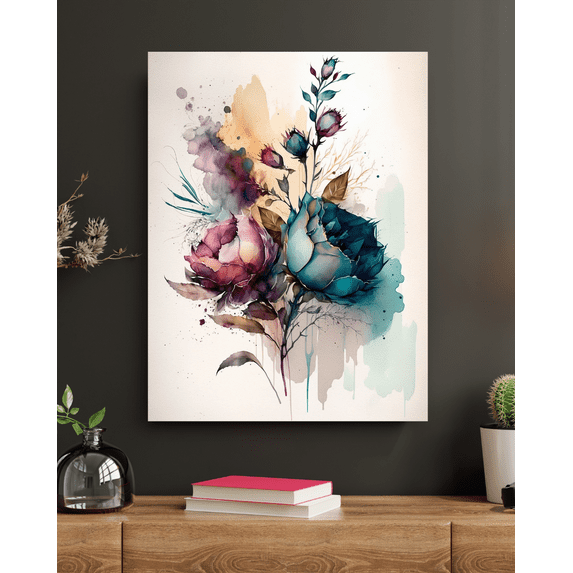Nature's Brushstrokes - Floral Watercolor Canvas Wall Art