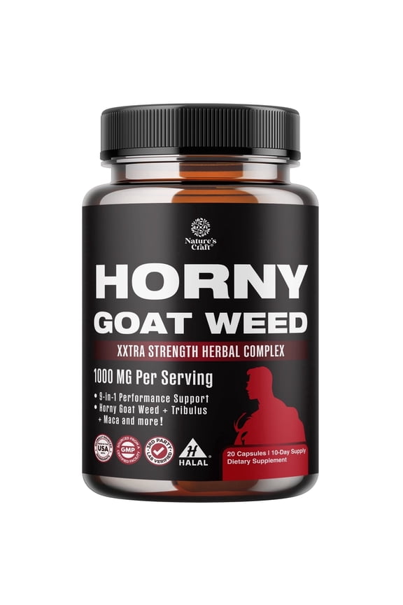 Horny Goat Weed Capsules with Maca & Tongkat Ali – Male Vitality Support, 20 Count