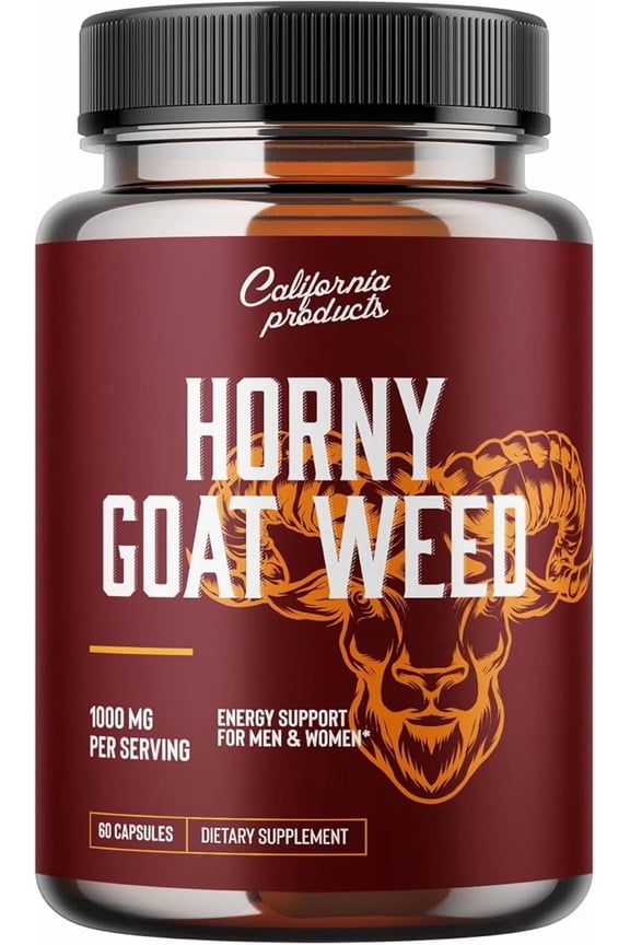 Horny Goat Weed Male Enhancing Supplement with Maca Root Powder, 60 Capsules