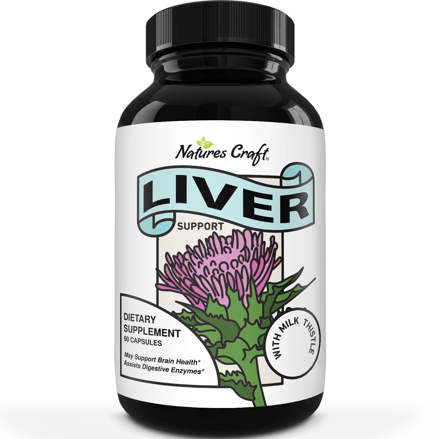 Nature's Craft Vegan Liver Support Dietary Supplement with Milk Thistle, 60 Capsules