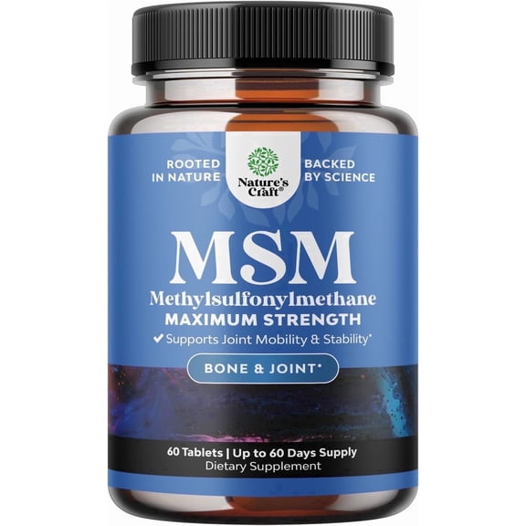 Natures Craft MSM Dietary Supplement for Joint Health 1000 mg 60 Capsules