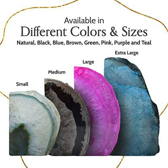 Nature's Decorations Teal Agate Bookends A+ Grade Geode Heavy Duty Decorative Stone Crystal Book Ends for Shelves & Bookcases, Natural Polished Bookshelf Decor, 1 Pair 6-8Lbs