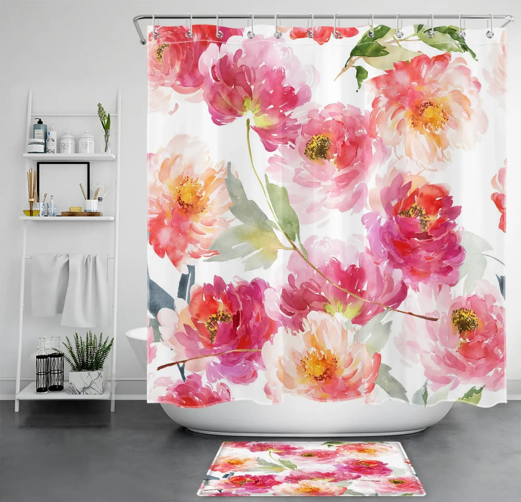 Nature's Delight Watercolor Botanical Shower Curtain - Transform Your ...