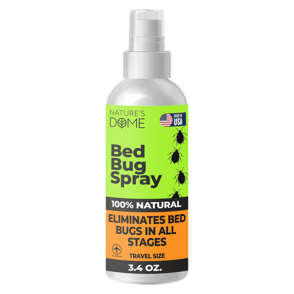 Nature’s Dome Bed Bug & Mite Spray – TSA-Approved 3.4 oz Travel Size– , Destroys Eggs & Resistant Strains, Made from Natural Ingredients