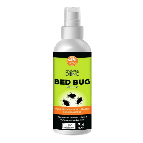 Nature’s Dome Bed Bug & Mite Spray – TSA-Approved 3.4 oz Travel Size– 100% Efficacy, Destroys Eggs & Resistant Strains, Made from Natural Ingredients