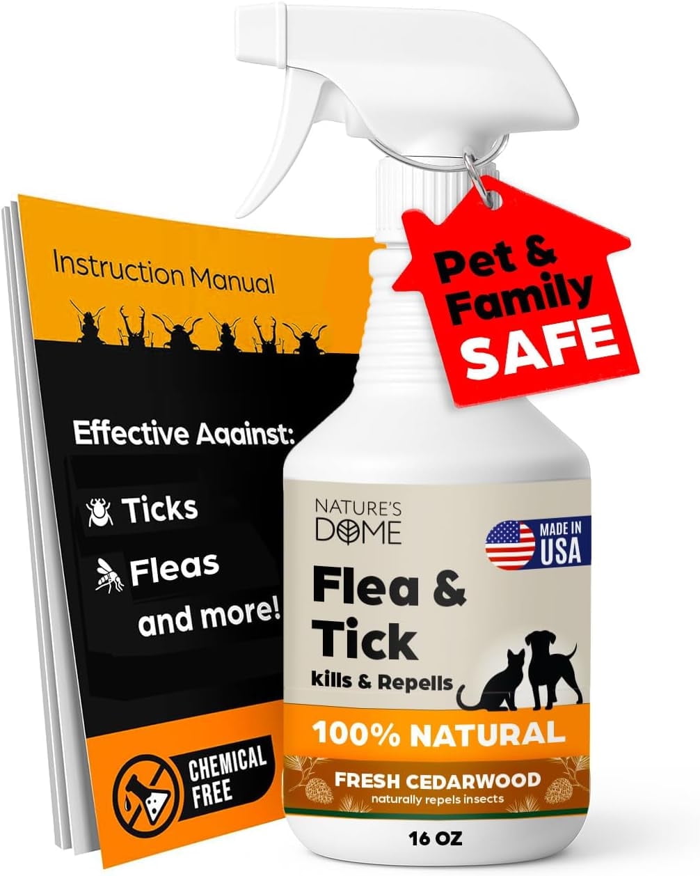Image showcasing Nature's Dome Cedarwood Flea & Tick Spray - 16 oz - Kills & Repels ...