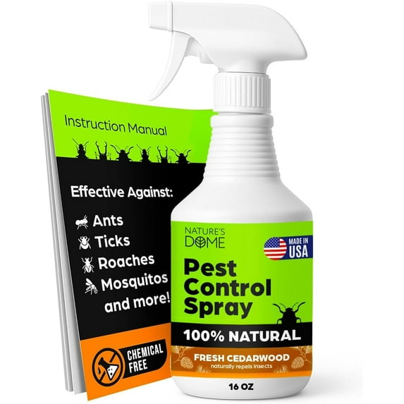 Nature's Dome Cedarwood Pest Control Spray – Eco-Friendly Lab Tested – 16 oz – Insect, Ant, Tick, Flea, Roach & Mosquito Repellent – Safe for Pets & Kids – 100% Natural – Indoor & Outdoor Use