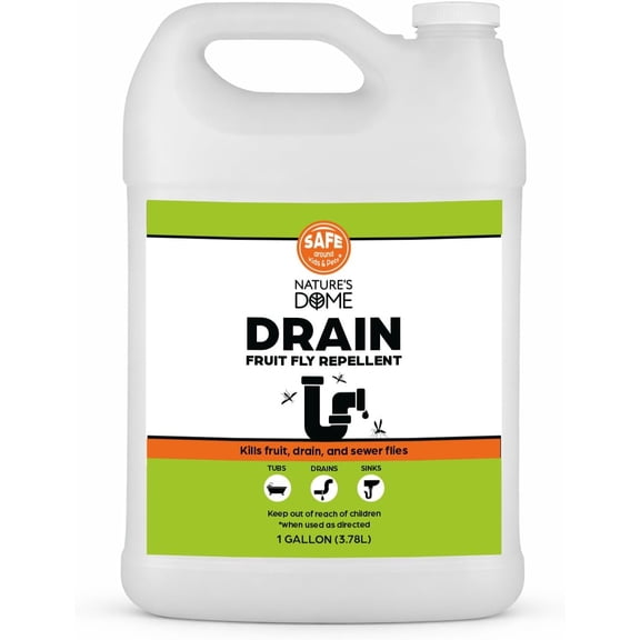 Nature’s Dome Drain Fly Killer Gel – 1 Gallon – Kills & Prevents Drain Flies, Fruit Flies & Sewer Flies – Natural Plant-Based Treatment for Sinks, Pipes & Drains – Safe for Septic Systems