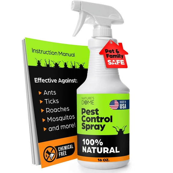 Nature's Dome Eco-Friendly Pest Control Spray – 16 oz – Ant, Roach, and Spider Repellent with Essential Oils – Indoor/Outdoor Use