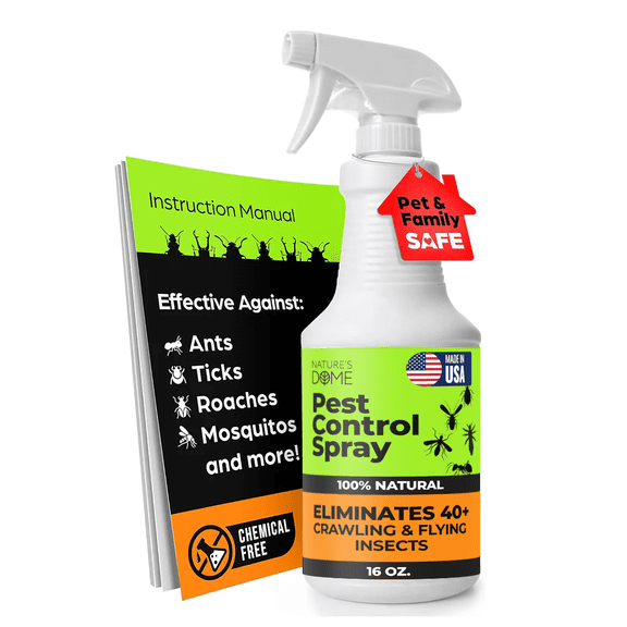 Nature's Dome Eco-Friendly Pest Control Spray – 16 oz – Ant, Roach, and Spider Repellent with Essential Oils – Indoor/Outdoor Use
