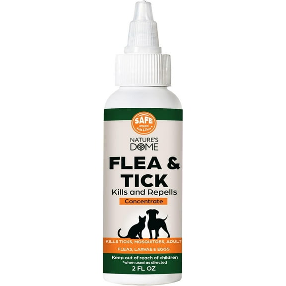 Nature’s Dome Flea & Tick Spray, Natural Home & Outdoor Pest Control, Kills & Repels Fleas, Ticks, Larvae & Eggs – Plant-Based, Kid & Pet Safe Insect Spray, 2 oz