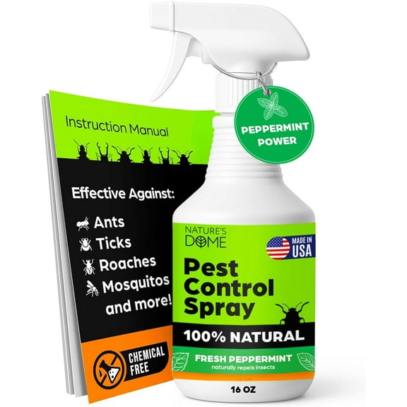 Nature's Dome Peppermint Pest Control Spray – Eco-Friendly Lab Tested – 16 oz – Insect, Ant, Tick, Flea, Roach & Mosquito Repellent – Safe for Pets & Kids – 100% Natural – Indoor & Outdoor Use