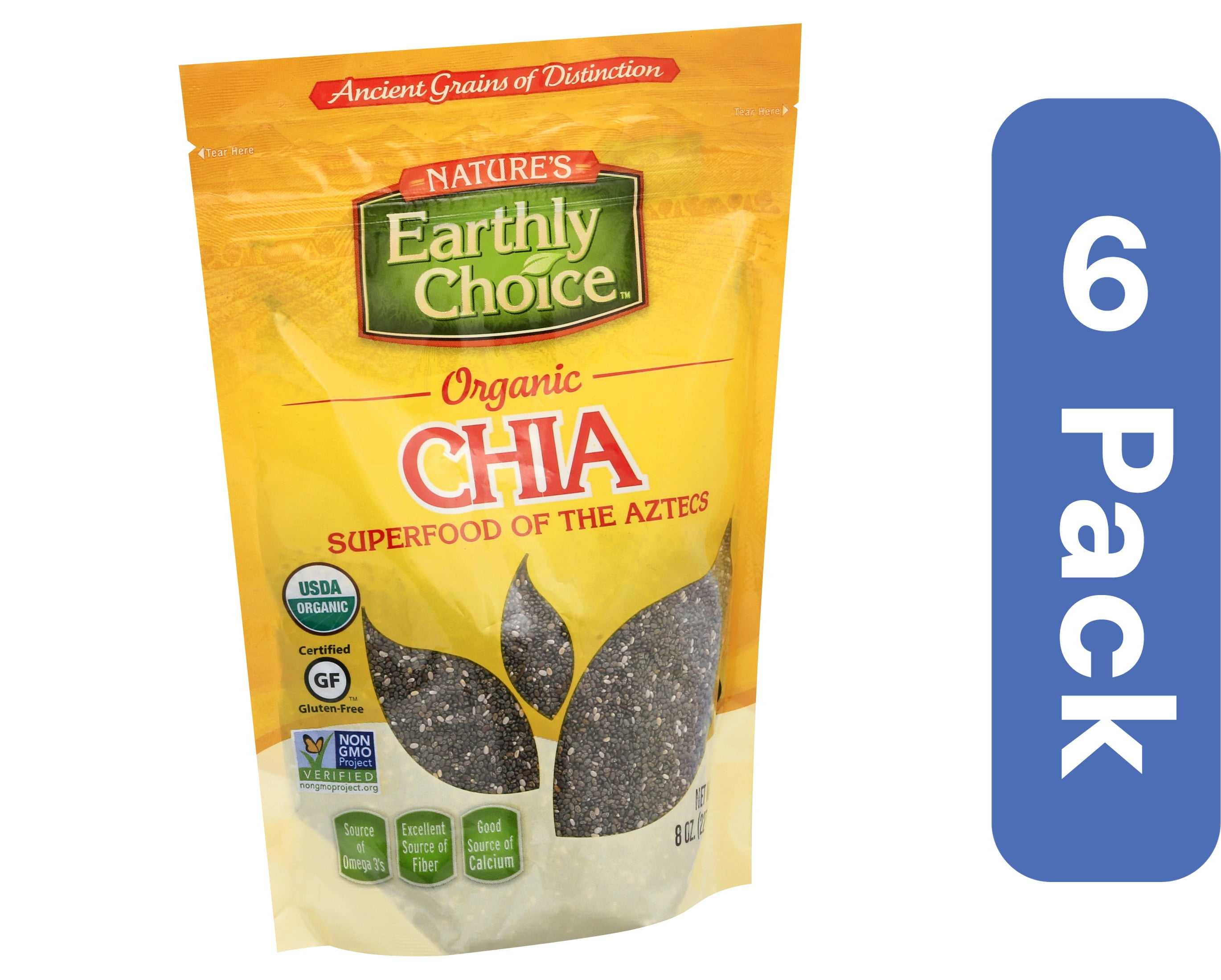 Nature's Earthly Choice Organic Chia Seeds 8 oz (Pack Of 6)