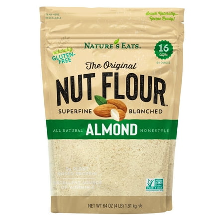 Nature’s Eats Premium Blanched Almond Flour for Baking, Keto & Paleo Friendly, Gluten-Free, Non-GMO, Kosher Certified, 4 lb Bag