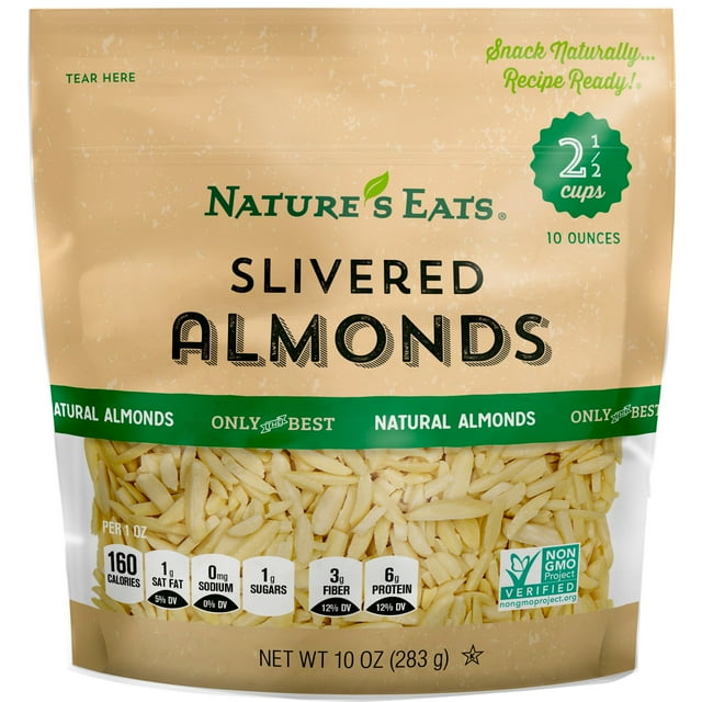 Nature's Eats Blanched Slivered AKF18 Almonds, Natural, 10 Ounce