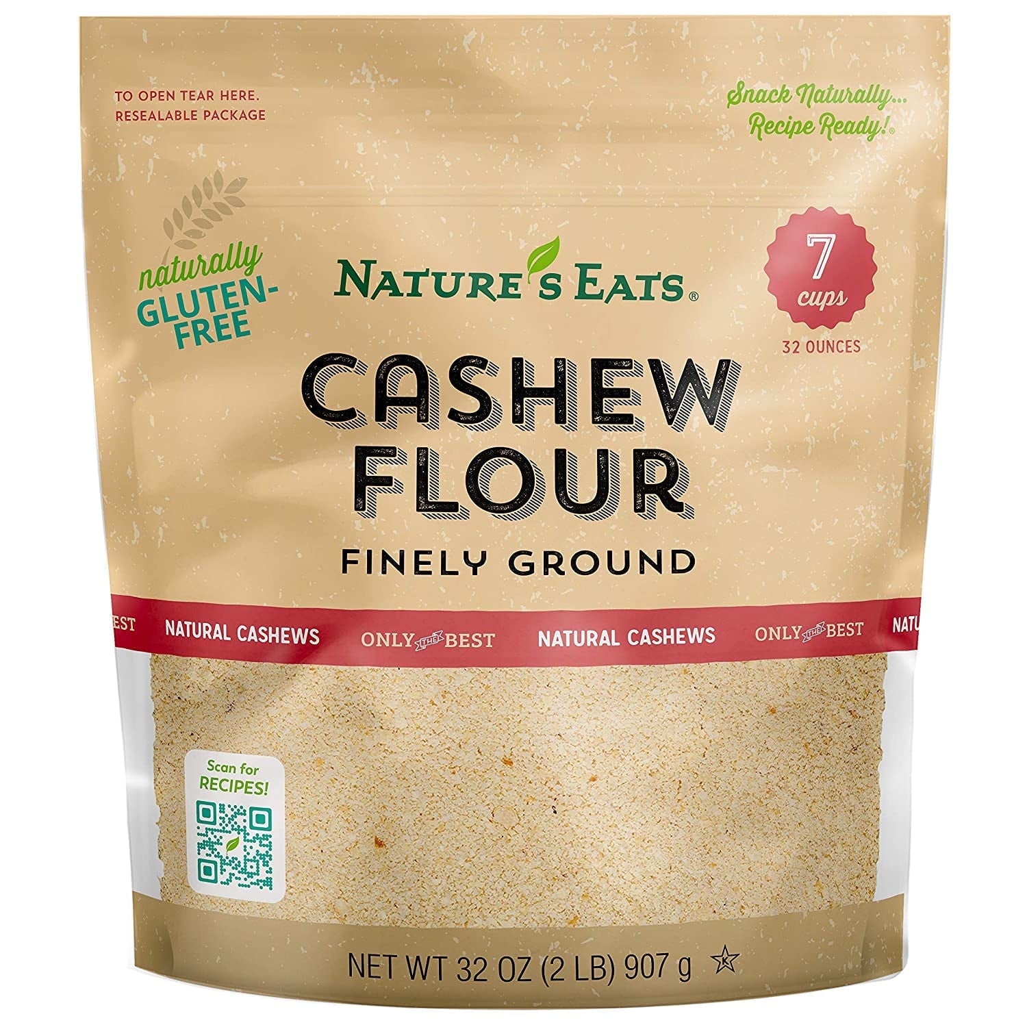 Nature's Eats Cashew Flour Finely Ground - 32 oz Pack of 4