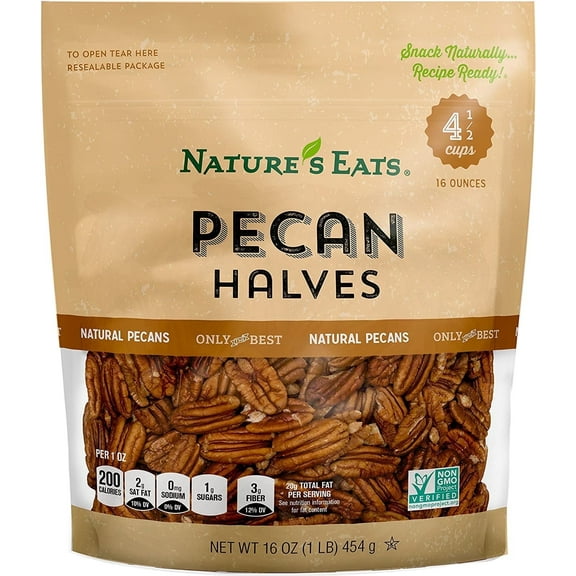 Nature's Eats Peacan Halves - 16 oz Pack of 2