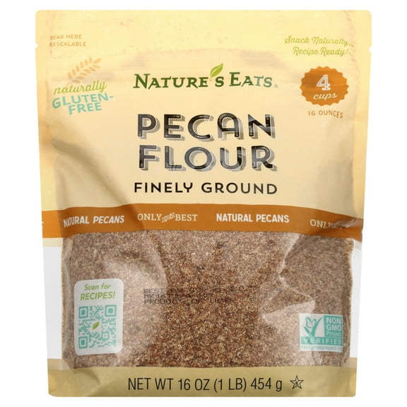 Nature’s Eats Finely Ground Pecan Flour - Gluten-Free, Keto & Paleo Friendly, Non-GMO, 16 oz