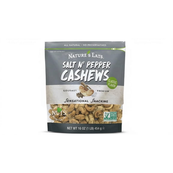 Nature's Eats Salt & Pepper Cashews 16oz
