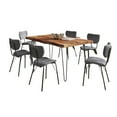 thumbnail image 1 of Nature's Edge 60" Seven Piece Modern Dining Set with Upholstered Contemporary Chairs - Chestnut and Grey, 1 of 11