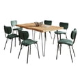 thumbnail image 1 of Nature's Edge 60" Seven Piece Modern Dining Set with Upholstered Contemporary Chairs - Natural and Jade, 1 of 9