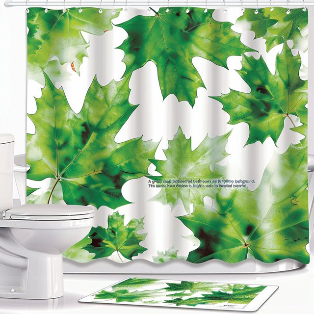 Nature's Elegance: Green Bathroom Set with Detailed Textures and Bright ...