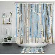 Nature's Embrace: Abstract Tree Art Shower Curtain Set with Organic Branches and Vibrant Colors, Waterproof Design