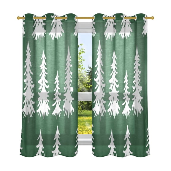 Nature's Evergreens Breathable Sheer Curtains 63x52in Soft Light Filtering, UV Protection and Thermal Insulation