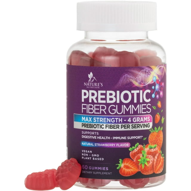 Nature's Fiber Gummies for Adults 4g, Daily Prebiotic Gummy Fiber