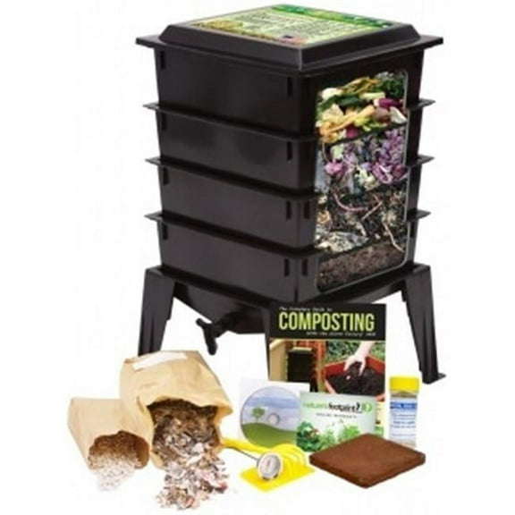 Nature's Footprint Worm Factory 360 4-Tray 4 gal Black Recycled Plastic Composting Bin (4 Count)